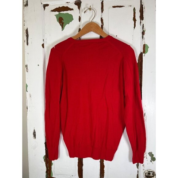 Vintage Edinburgh Woollen Mill Sweater Mens 30 Small Red V Neck Lambswool Wool - Picture 4 of 7